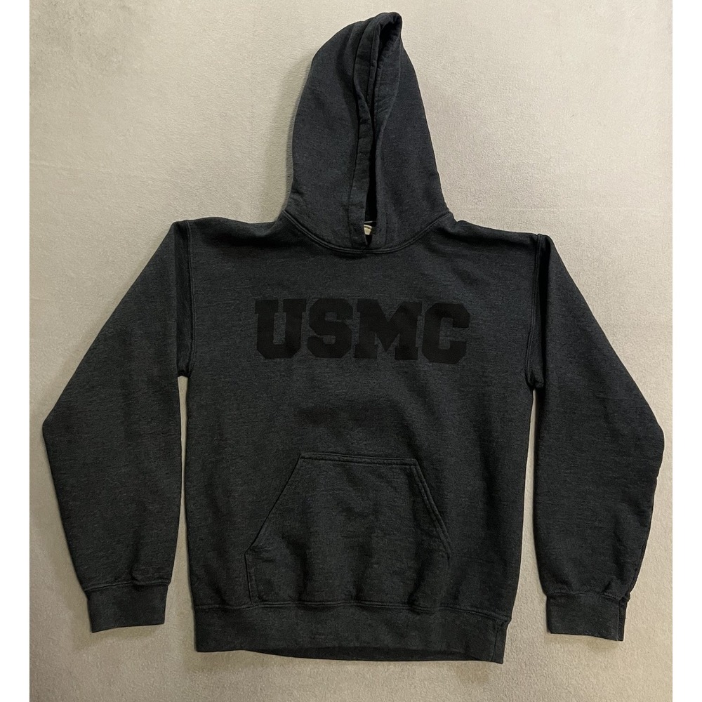 Vintage MV Sport USMC Marine Corps Pullover Hoodie Men's Size Small Gray Y2K